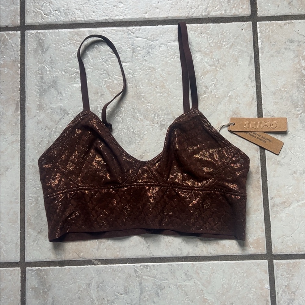 Skims Shimmering Brown Bralette